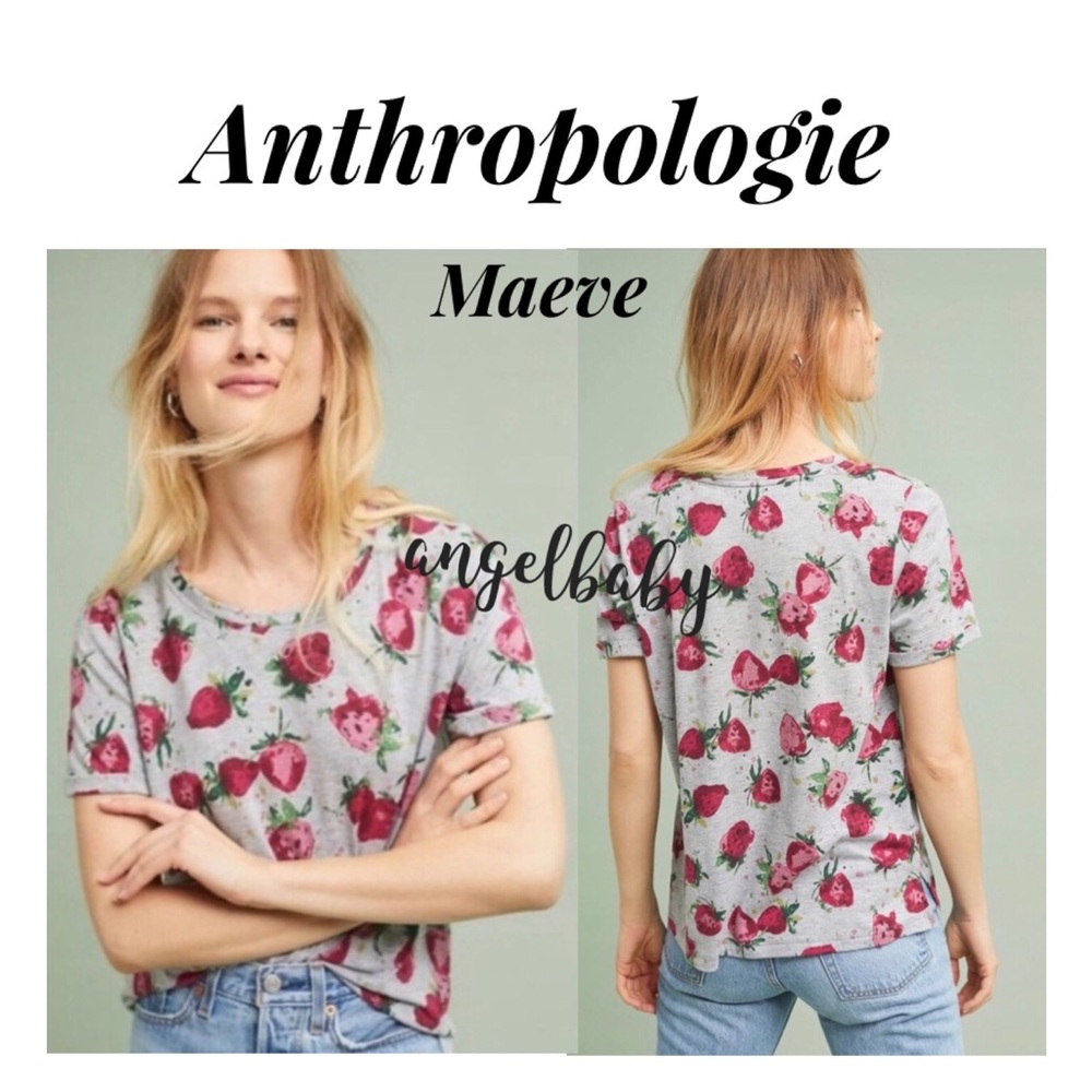 Host Pick! Anthropologie Maeve Strawberry fields tee 🍓🤩 - Picture 5 of 16